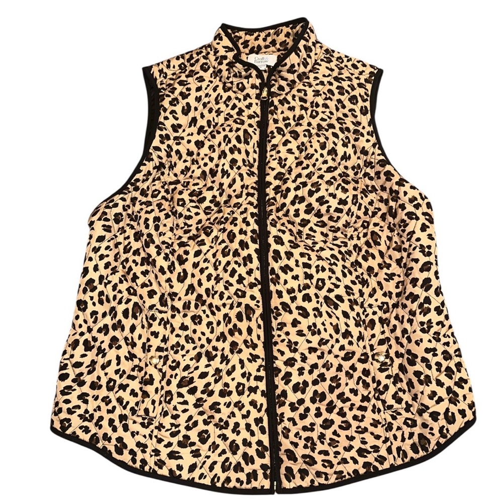 Croft & Barrow Full Zip Leopard Cheetah Animal Print Quilted Vest Women’s 1X